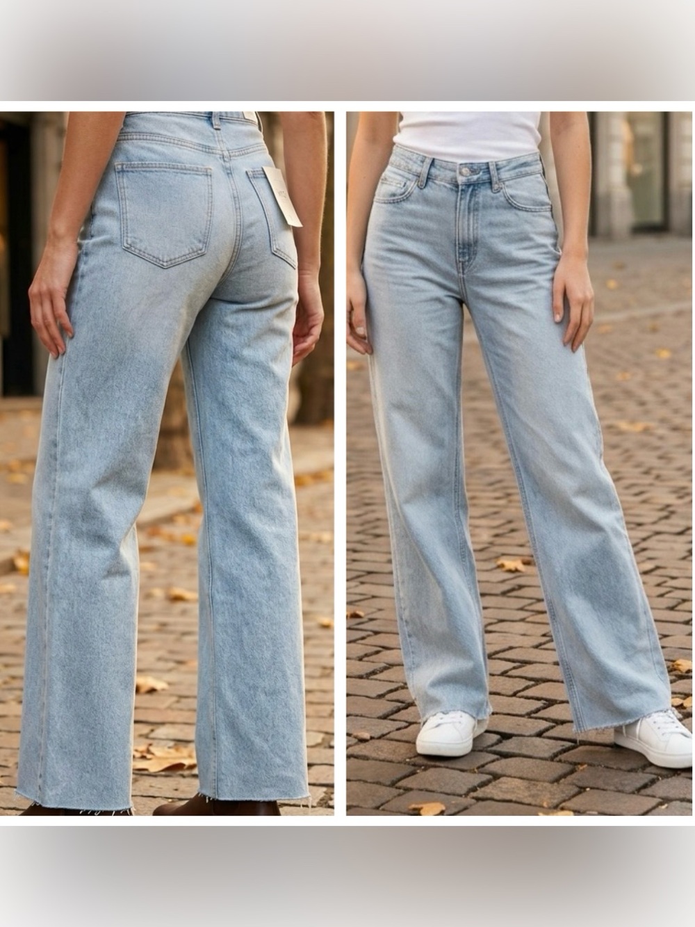MoCo Boutique Women Sz 24 Wide leg Tummy Control raw hem Jeans- Light Blue NWT